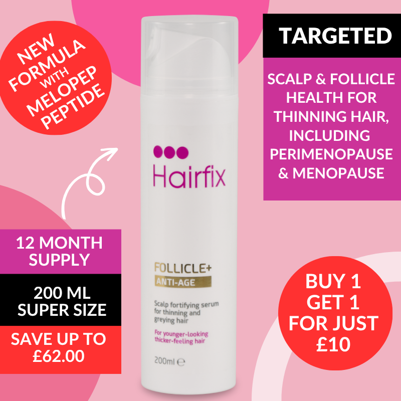 BUY ONE, GET ONE FOR JUST £10. FOLLICLE+ MELOPEP ANTI-AGE FORTIFYING SERUM 200ml